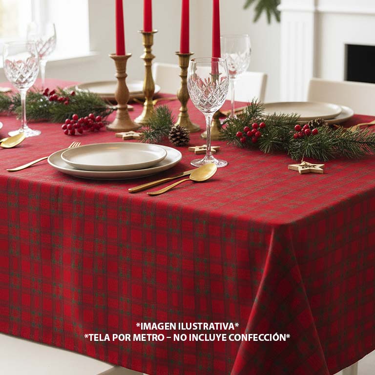 bi-strech-navideno-estampado-mesas Bi Strech Mantel Estampado Navideño | Tela para Manteles y Decoración - Imagen 1